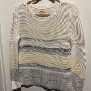 Barbour Women's Striped Sweater - Cream, Yellow, and Gray 100% Cotton Size S